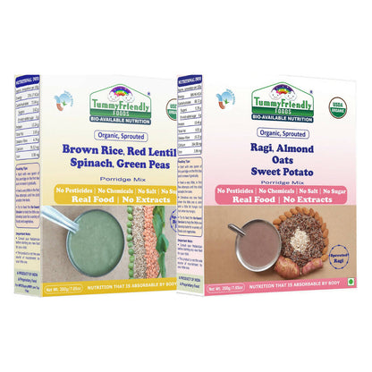 TummyFriendly Foods Stage3 Porridge Mixes for 8 Months Old Baby Ragi, Brown Rice Combo -  USA, Australia, Canada 