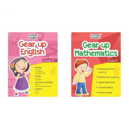 Scholars Insights Gear Up English & Maths Grade 5 Books Set Of 2| Grammar Skills, Maths Logical Reasoning, Problem Solving Book| Ages 10-11 Years -  buy in usa 