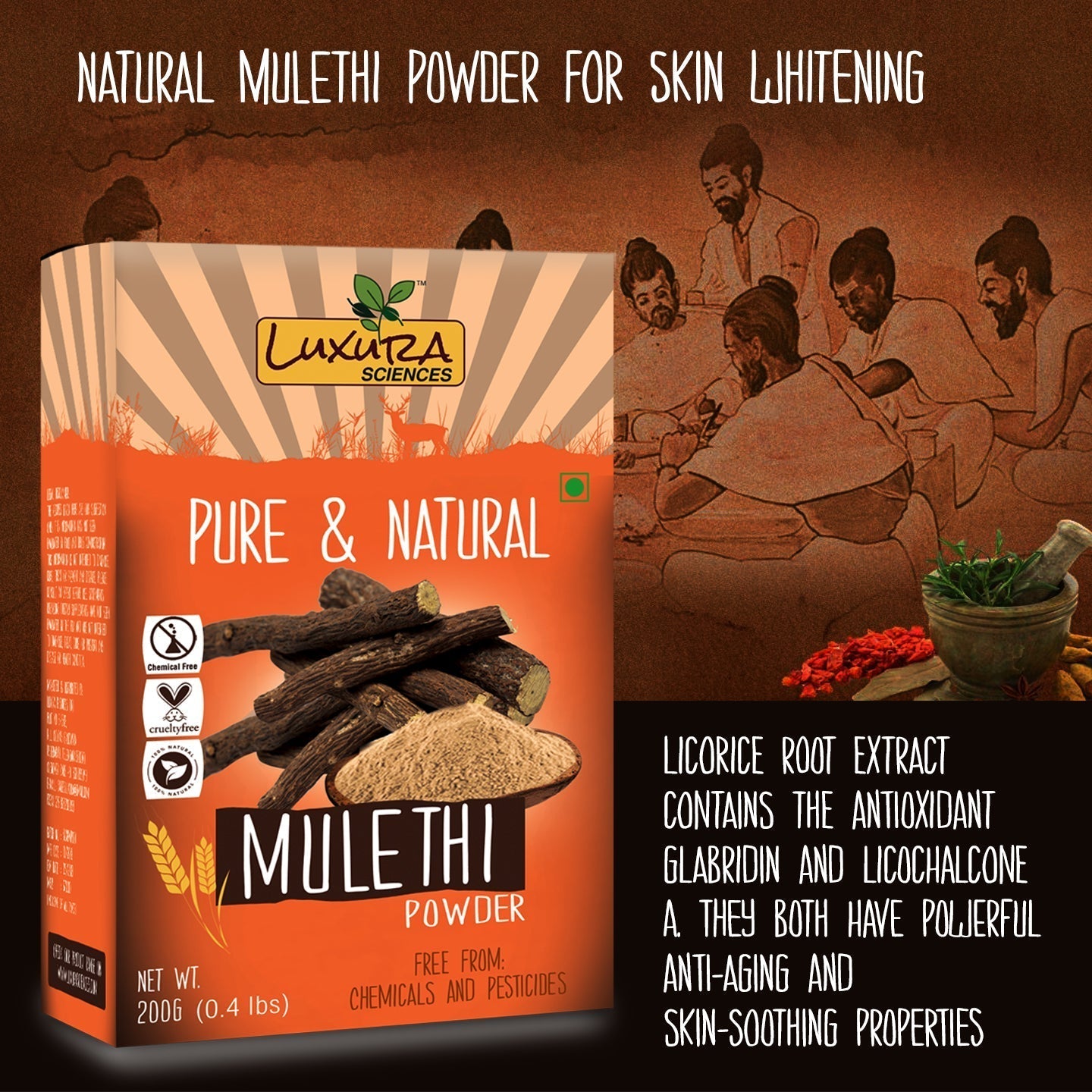 Luxura Sciences Natural Mulethi Powder For Skin Whitening