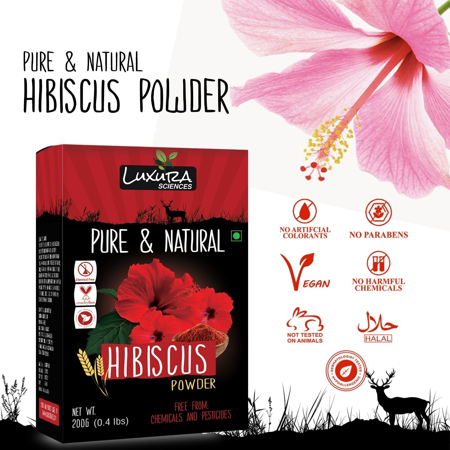 Luxura Sciences Hibiscus Powder For Hair Improvement
