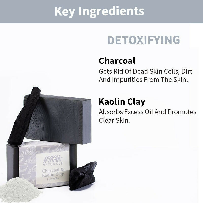 Nykaa Naturals Charcoal & Kaolin Clay Detox Bathing Soap