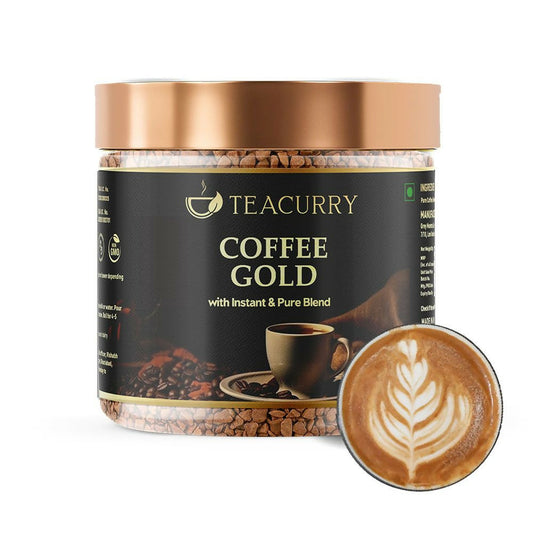 Teacurry Gold Instant Coffee Powder - Arabica Freeze Dried Coffee for Instant Hot & Cold Coffee - 50GM