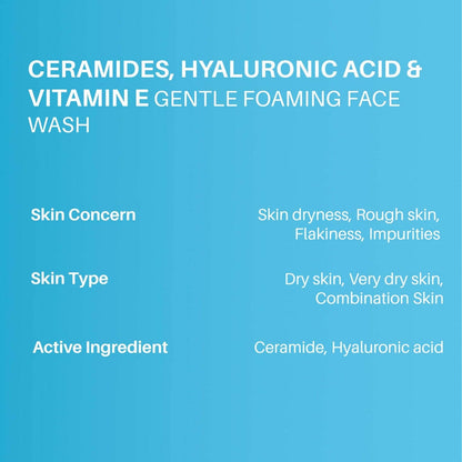 Dermdoc 1% Ceramides * & 0.1% Hyaluronic Acid Gentle Foaming Face Wash