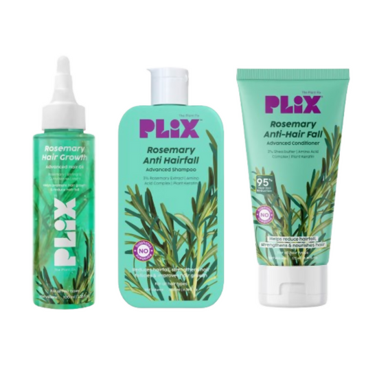 PLIX the Plant Fix Rosemary Hair Growth Advanced Hair Oil, Anti Hairfall Shampoo & Conditioner - 480ML