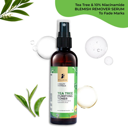 Pilgrim Tea Tree & 2% Niacinamide Face Toner For Oily Skin, Acne & Blemish Prone Skin, Pore Cleansing & Glowing Skin