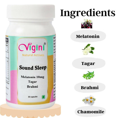 Vigini Natural Active Sound Sleep Capsules with Melatonin Tagar Brahmi