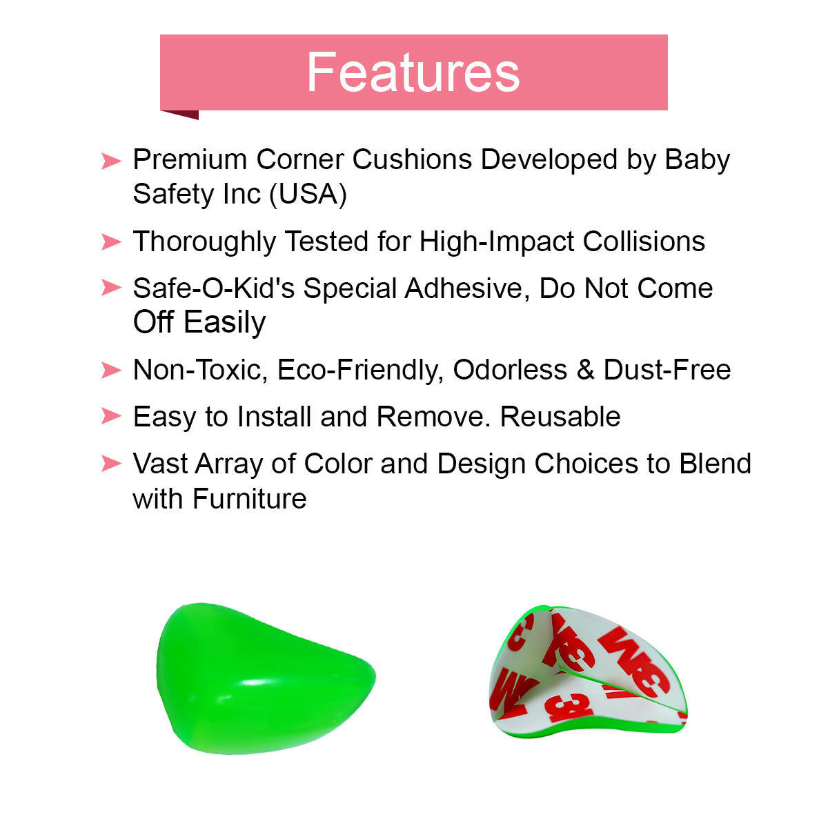 Safe-O-Kid Tear Drop Colourful Corner Caps Green For Kids Protection