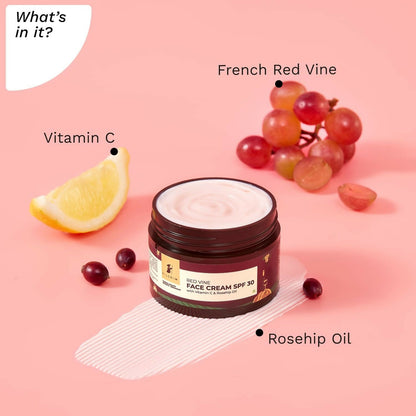 Pilgrim Red Vine Face Cream SPF 30 with Vitamin C & Rosehip Oil (PA+++)