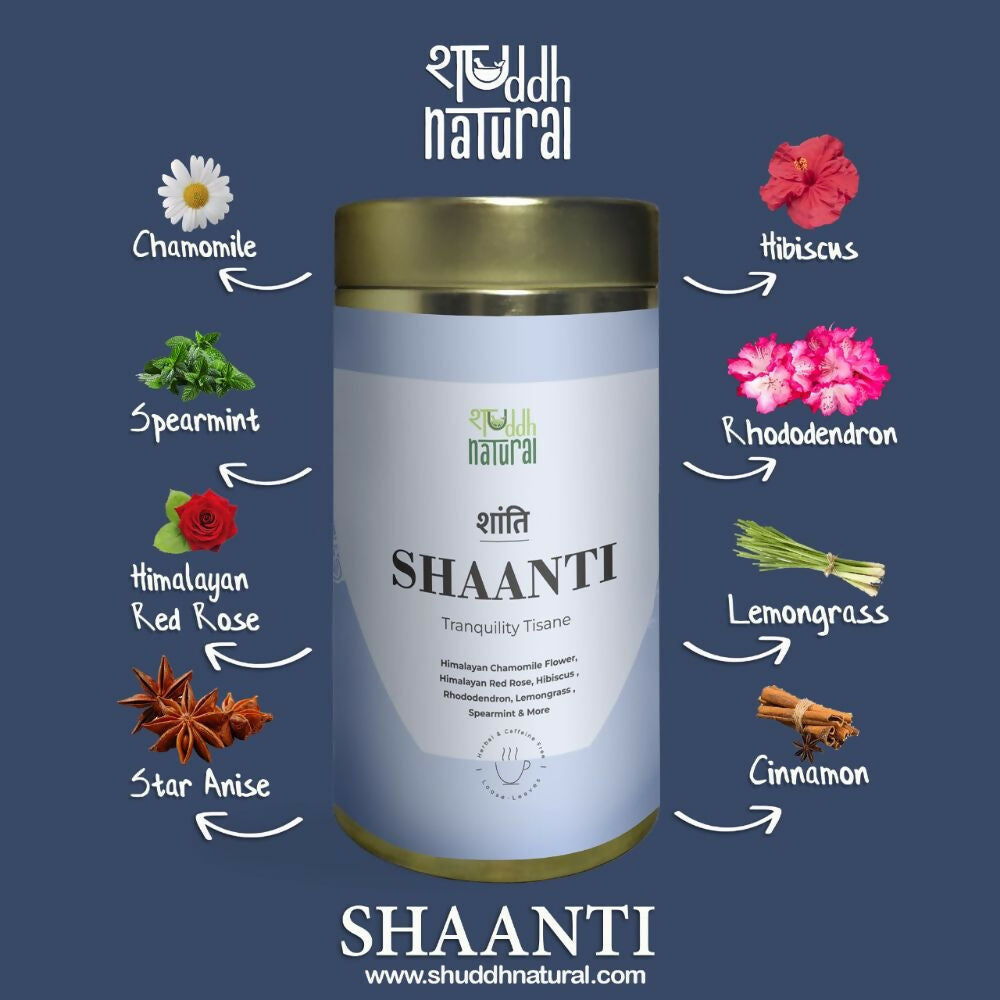 Shuddh Natural Calming Stress Relief Inside-Out Detox Shaanti Floral Tisane