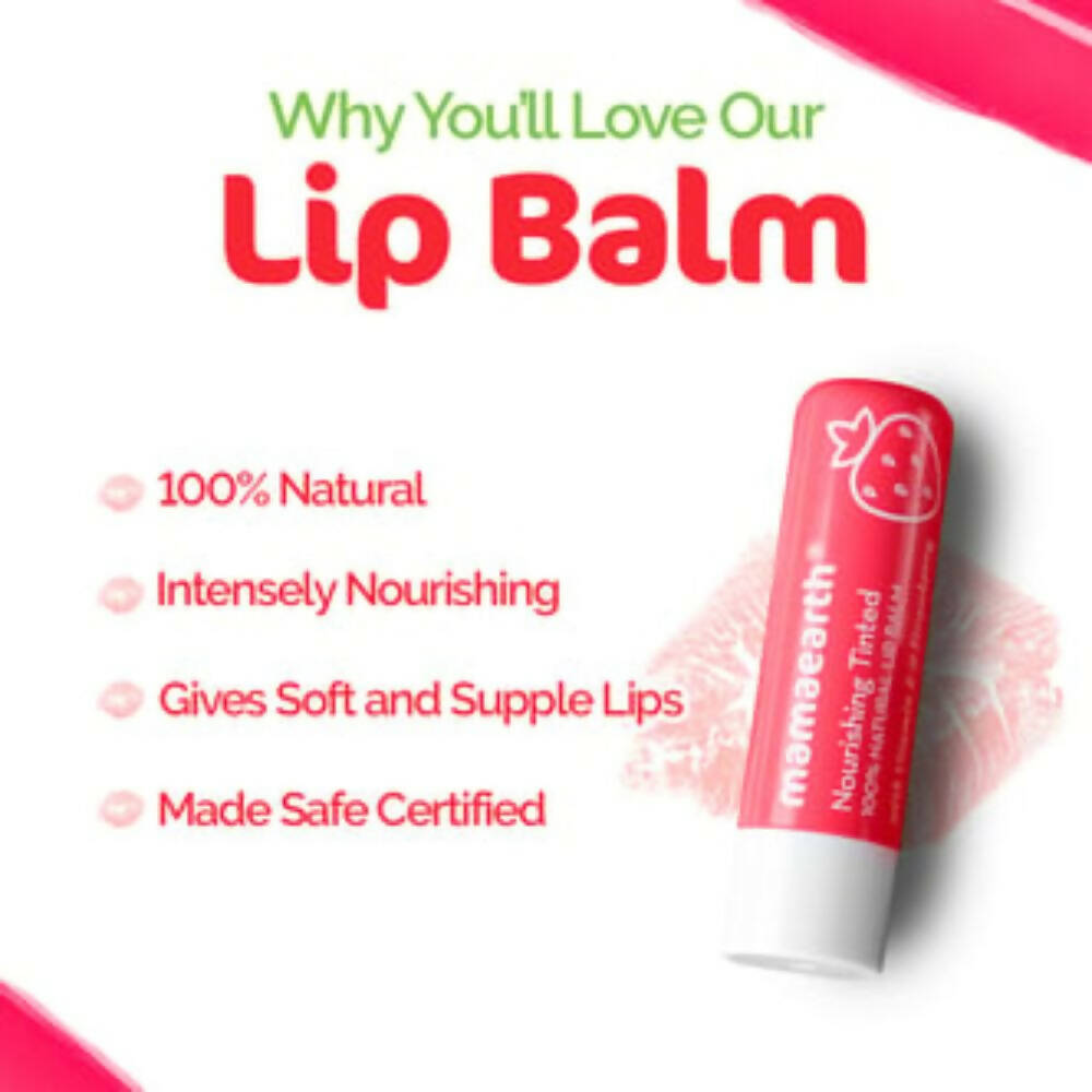 Mamaearth Nourishing Tinted 100% Natural Lip Balm With Vitamin E & Strawberry