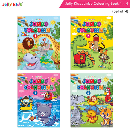 Jolly Kids Jumbo Colouring Books For Kids Set of 4|130 Fun Learnig Images Per Colour Book| Ages 3 - 7 Year -  buy in usa 