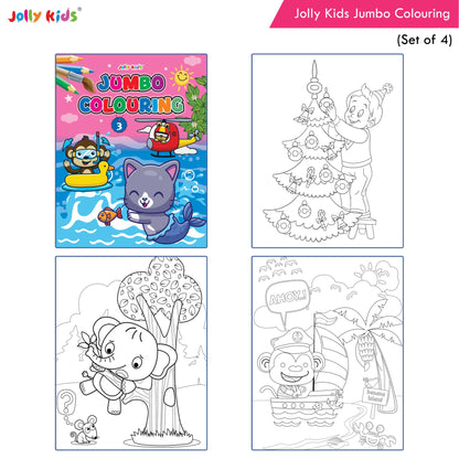 Jolly Kids Jumbo Colouring Books For Kids Set of 4|130 Fun Learnig Images Per Colour Book| Ages 3 - 7 Year