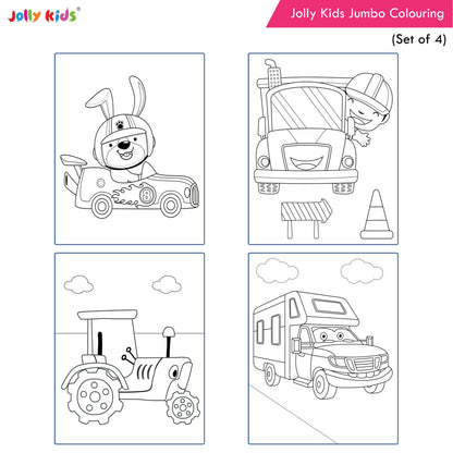 Jolly Kids Jumbo Colouring Books For Kids Set of 4|130 Fun Learnig Images Per Colour Book| Ages 3 - 7 Year