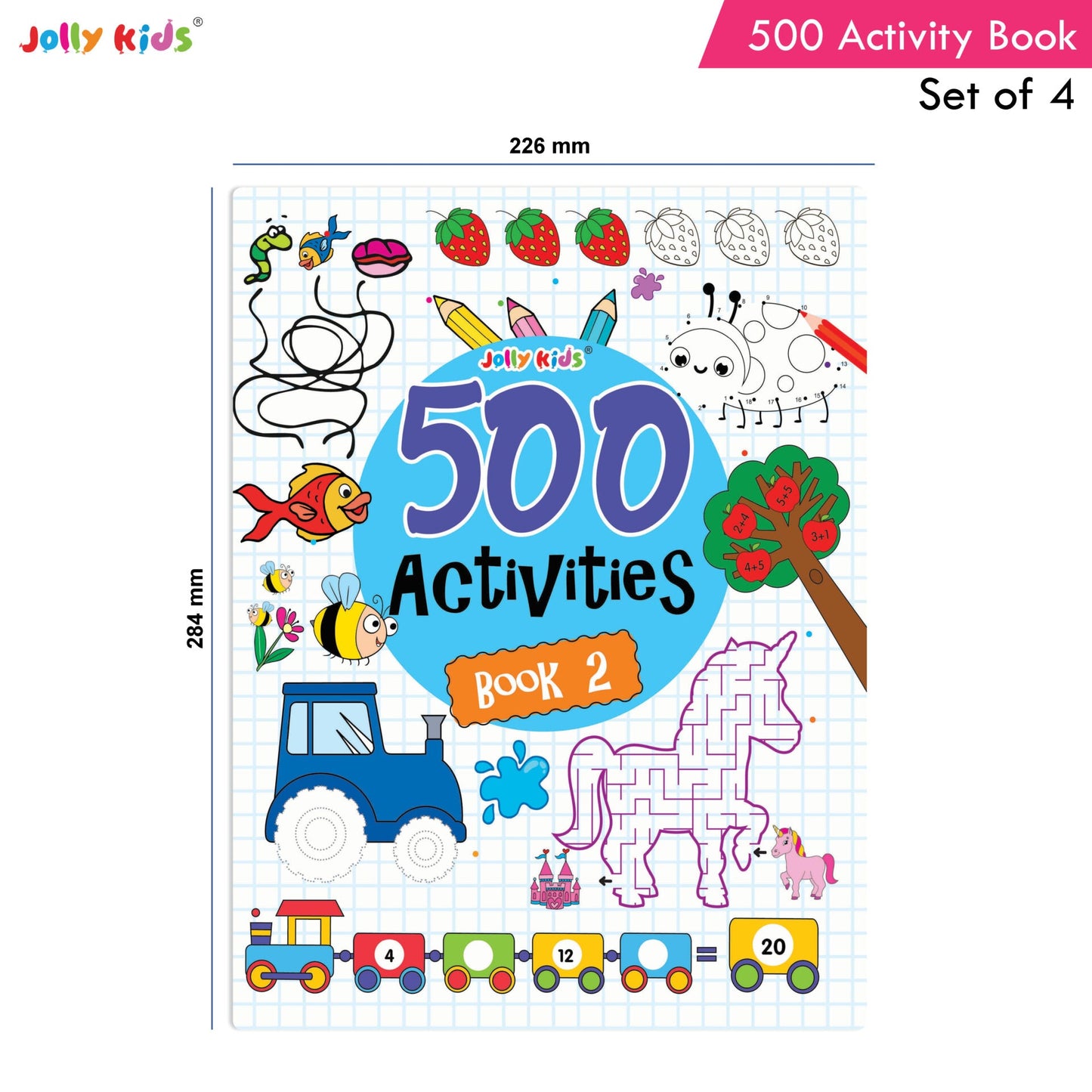 Jolly Kids Fun Learning 500 Activities Books Set of 4| Ages 3-8 years Thinking Skills Activities Learning Counting, Spelling, Solve Puzzle Activities