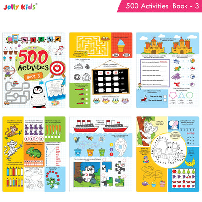 Jolly Kids Fun Learning 500 Activities Books Set of 4| Ages 3-8 years Thinking Skills Activities Learning Counting, Spelling, Solve Puzzle Activities