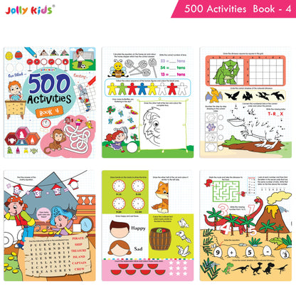 Jolly Kids Fun Learning 500 Activities Books Set of 4| Ages 3-8 years Thinking Skills Activities Learning Counting, Spelling, Solve Puzzle Activities