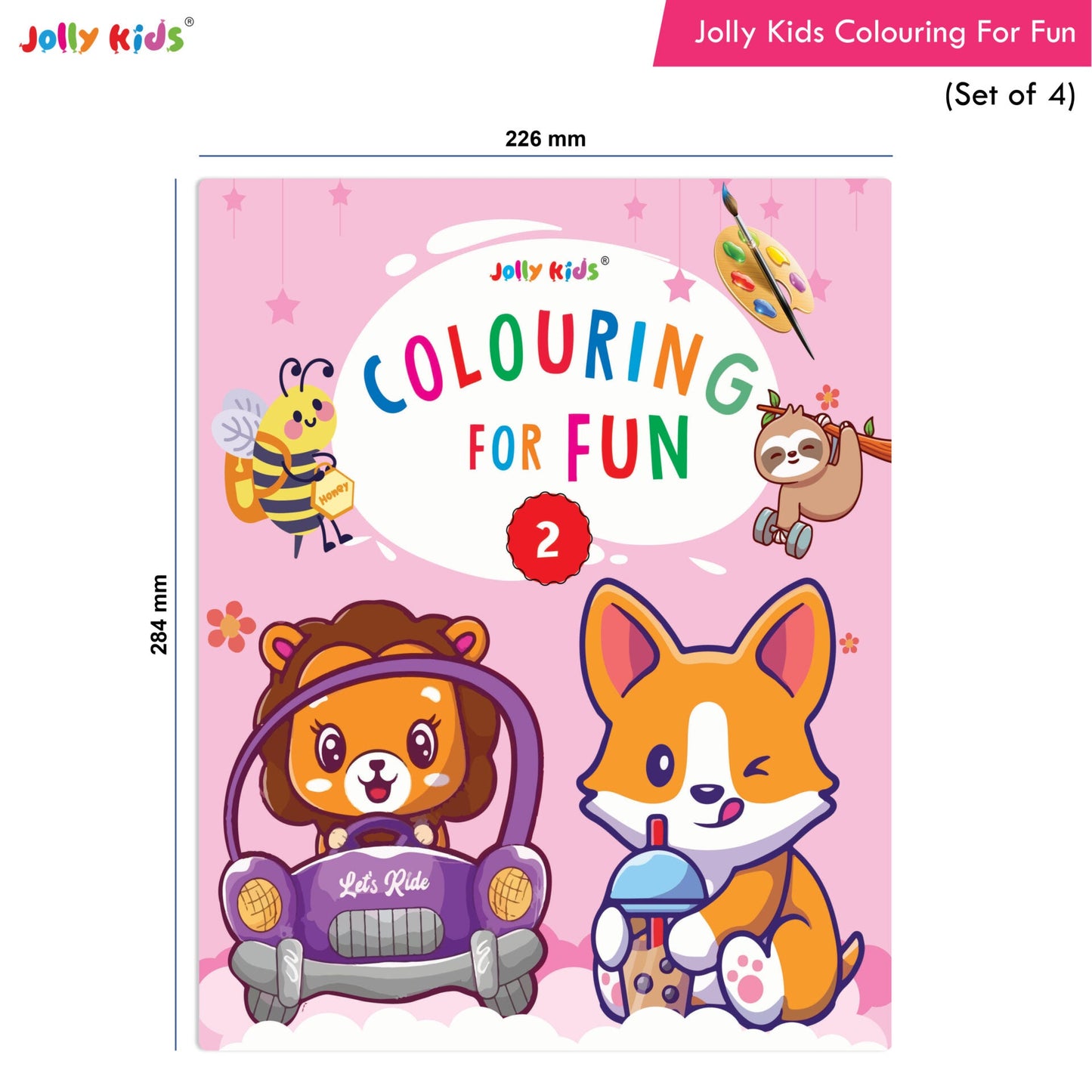 Jolly Kids Colouring for Fun Books A| Set of 4| Each Book 64 Images|Colouring & Painting Books for Kids|Ages 3-8 Year