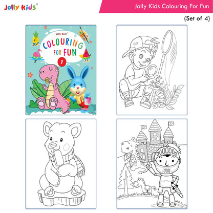 Jolly Kids Colouring for Fun Books B| Set of 4| Each Book 64 Images|Colouring & Painting Books for Kids|Ages 3-8 Year