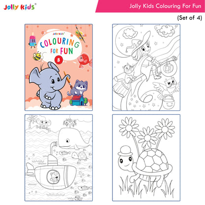 Jolly Kids Colouring for Fun Books B| Set of 4| Each Book 64 Images|Colouring & Painting Books for Kids|Ages 3-8 Year