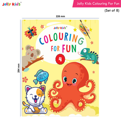 Jolly Kids Colouring for Fun Books For Kids Set of 8| Each Book 64 Images| Colouring & Painting Books| Ages 3 - 8 Year