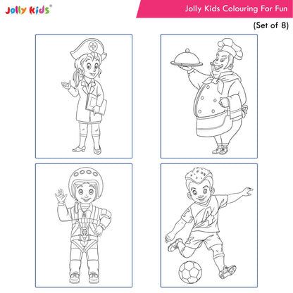 Jolly Kids Colouring for Fun Books For Kids Set of 8| Each Book 64 Images| Colouring & Painting Books| Ages 3 - 8 Year