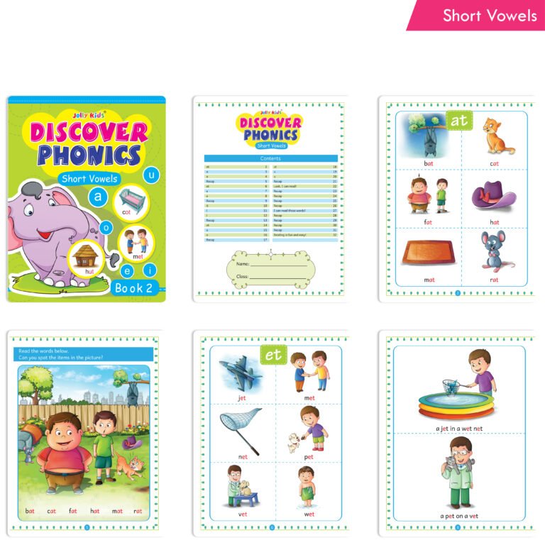 Jolly Kids Discover Phonics Book Set (Set of 5) | Vowel Letter Sounds | Word Families | Consonant Blends | Phonic Readers | Ages 3-8 Years