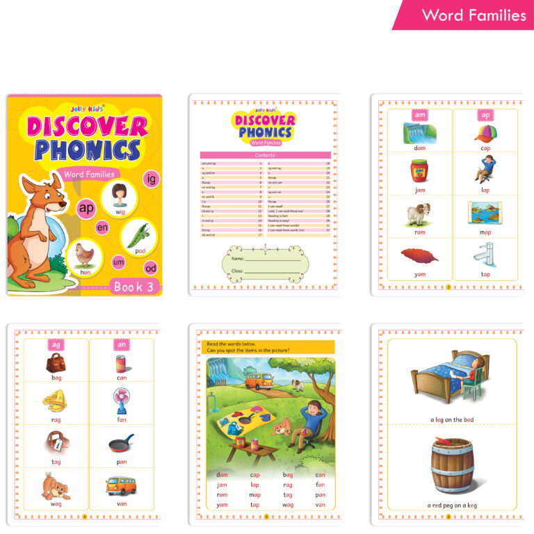 Jolly Kids Discover Phonics Book Set (Set of 5) | Vowel Letter Sounds | Word Families | Consonant Blends | Phonic Readers | Ages 3-8 Years