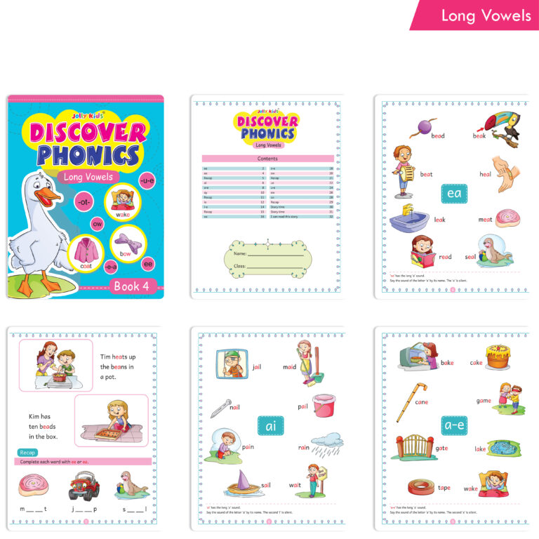 Jolly Kids Discover Phonics Book Set (Set of 5) | Vowel Letter Sounds | Word Families | Consonant Blends | Phonic Readers | Ages 3-8 Years