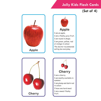 Jolly Kids Pre-school Learning Flash Cards for Kids| Set of 4| 32 Cards on Each Pack| Ages 1-6 Years