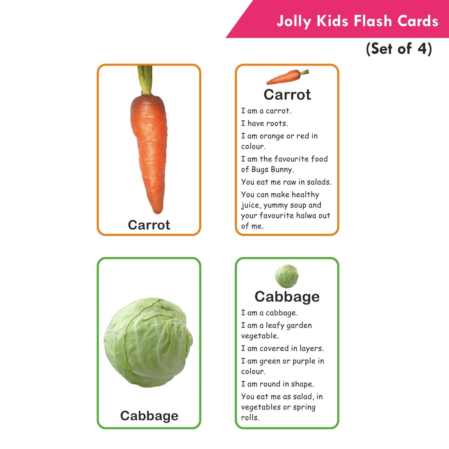 Jolly Kids Pre-school Learning Flash Cards for Kids| Set of 4| 32 Cards on Each Pack| Ages 1-6 Years