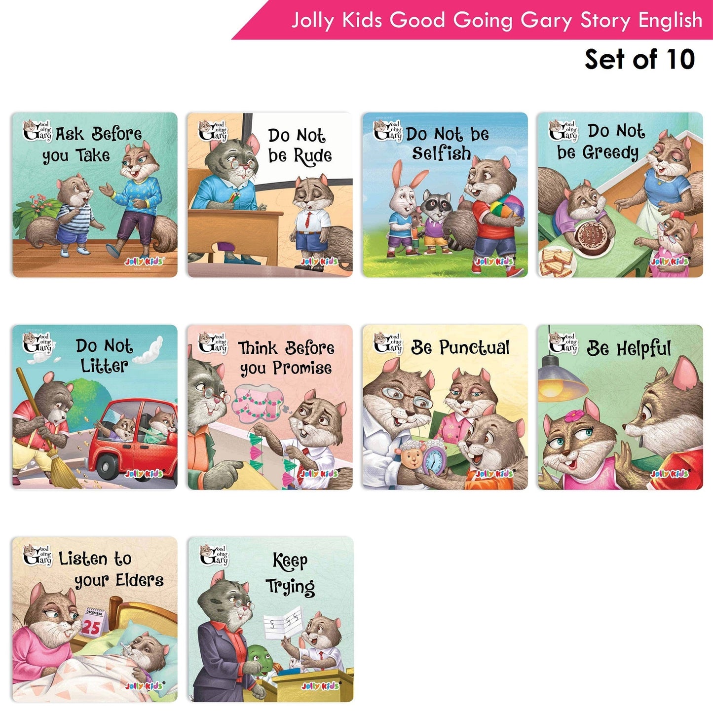 Jolly Kids Good Going Gary Character Building English Short Story Books (Set of 10) | Motivational Story Books for Kids