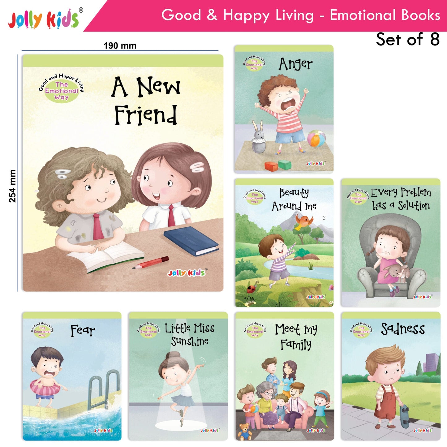 Jolly Kids Good & Happy Living The Emotional Way Story Books (Set of 8) Learning Stories about Feeling and Emotions| Ages 3 - 8 years