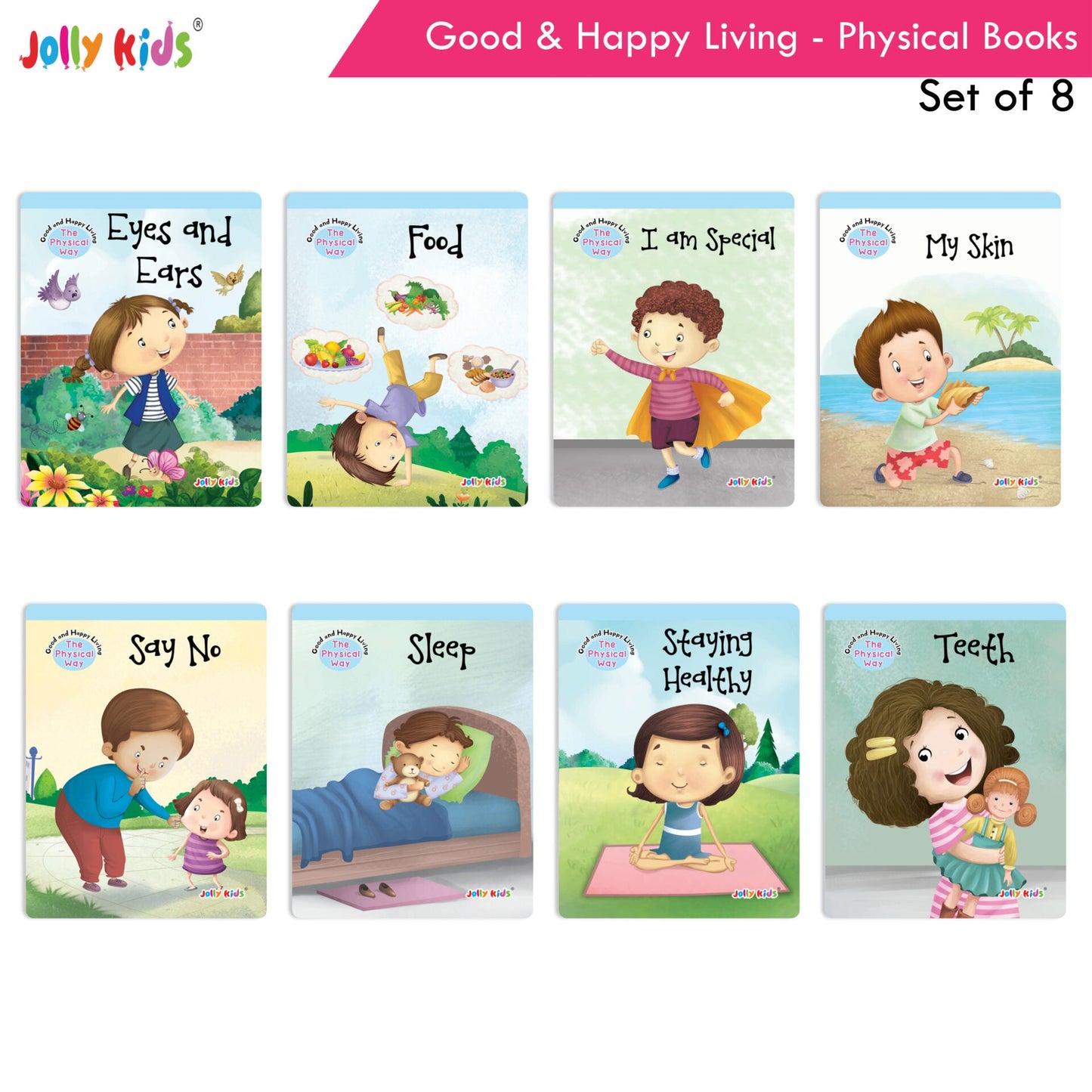 Jolly Kids Good & Happy Living The Physical Way Stories Books Set of 8| Kids learning Physical Health Activity| Ages 3-6 Years