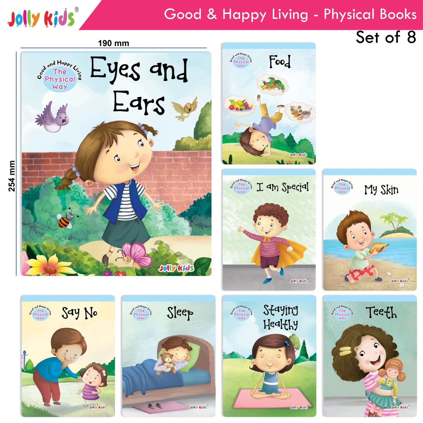 Jolly Kids Good & Happy Living The Physical Way Stories Books Set of 8| Kids learning Physical Health Activity| Ages 3-6 Years