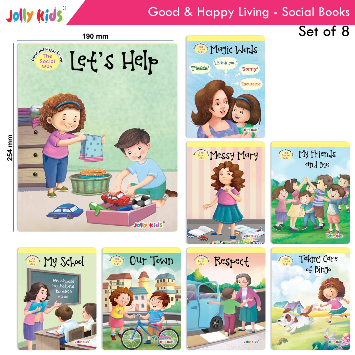 Jolly Kids Good & Happy Living The Social Way Series Books (Set of 8)| Kids Learning Social Reponsibilities in Short Stories Books Ages 3 - 8 Years