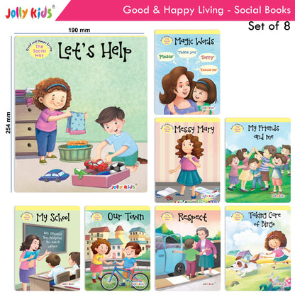 Jolly Kids Good & Happy Living The Social Way Series Books (Set of 8)| Kids Learning Social Reponsibilities in Short Stories Books Ages 3 - 8 Years