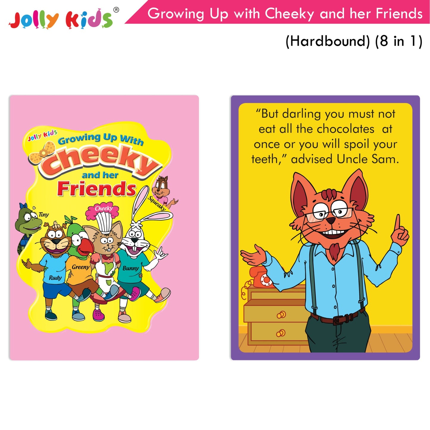 Jolly Kids Growing Up with Cheeky and Her Friends (8 in 1)|Character base Story Book for Kids Ages 3-8 years| Hardbound Book