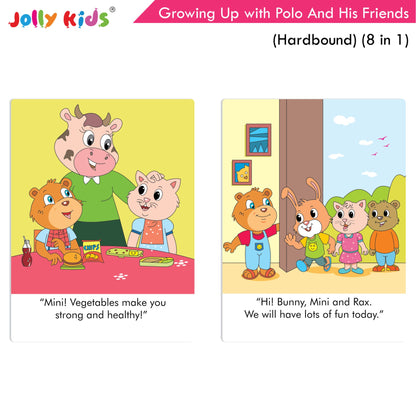 Jolly Kids Growing Up with Polo And His Friends| 8 in 1| Large Print Hardbound Character base Story Book for Kids Ages 3-8 Years