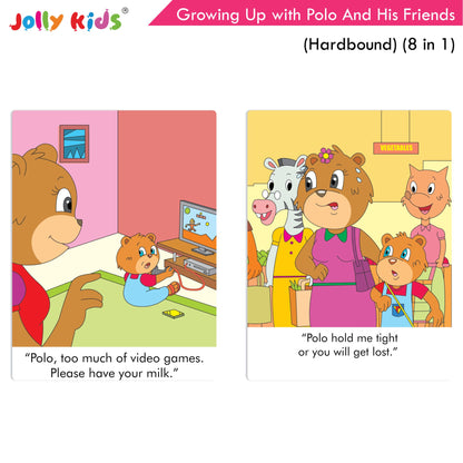 Jolly Kids Growing Up with Polo And His Friends| 8 in 1| Large Print Hardbound Character base Story Book for Kids Ages 3-8 Years