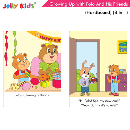 Jolly Kids Growing Up with Polo And His Friends| 8 in 1| Large Print Hardbound Character base Story Book for Kids Ages 3-8 Years