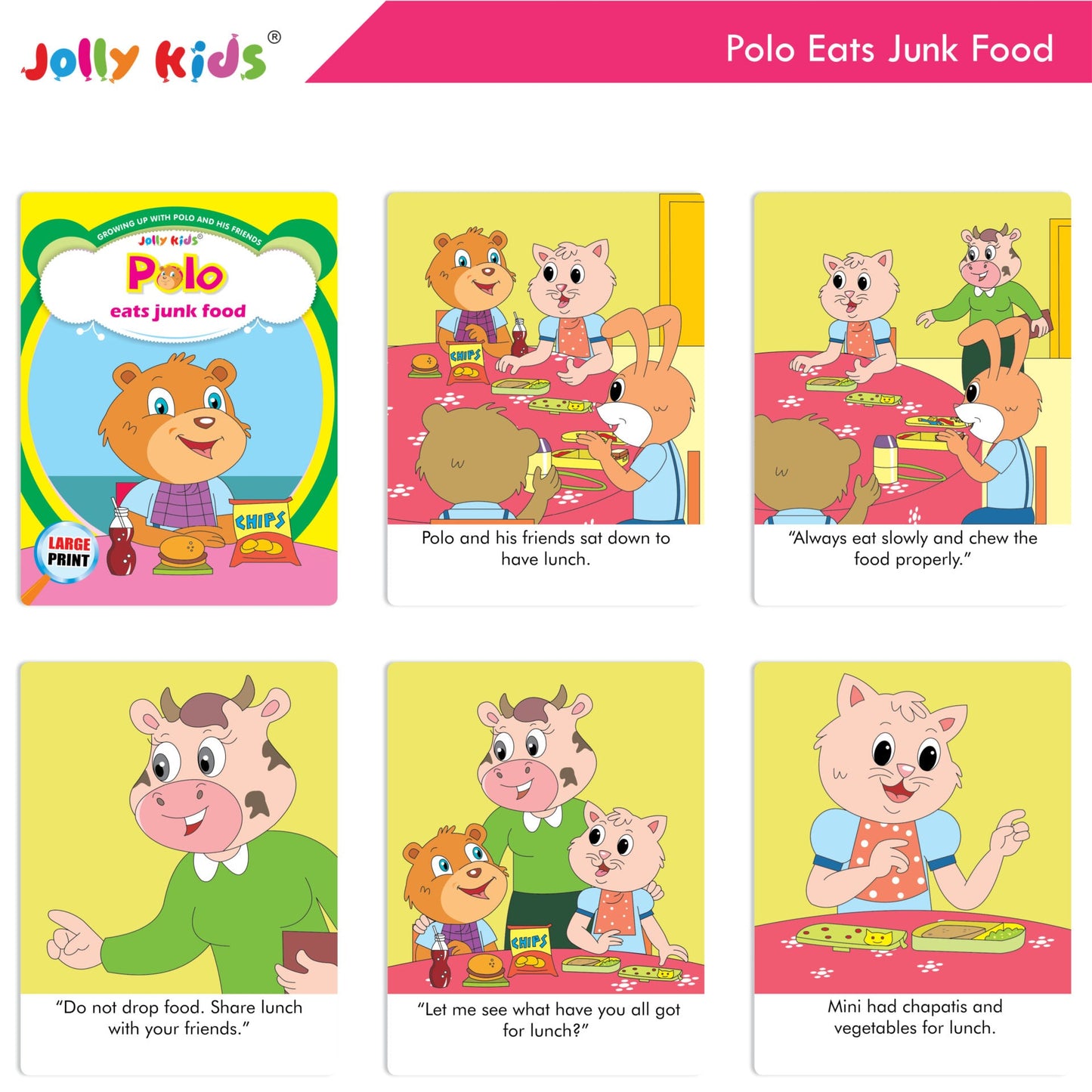 Jolly Kids Growing Up with Polo and His Friends Character Base Stories Books Set of 8| Large Picture Stories Books for Kids Ages 3 -8 Years