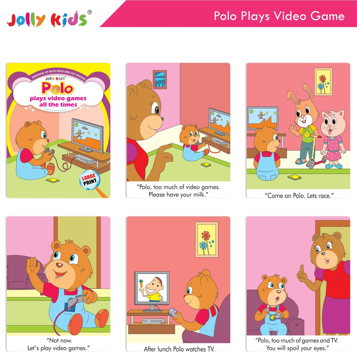 Jolly Kids Growing Up with Polo and His Friends Character Base Stories Books Set of 8| Large Picture Stories Books for Kids Ages 3 -8 Years