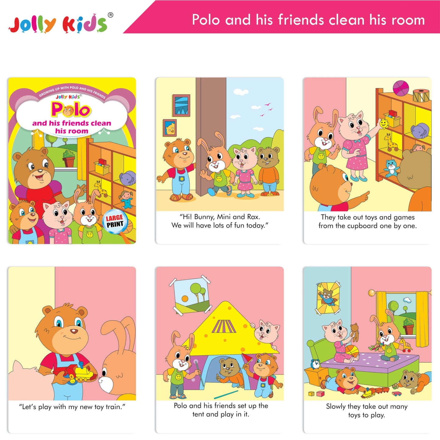 Jolly Kids Growing Up with Polo and His Friends Character Base Stories Books Set of 8| Large Picture Stories Books for Kids Ages 3 -8 Years