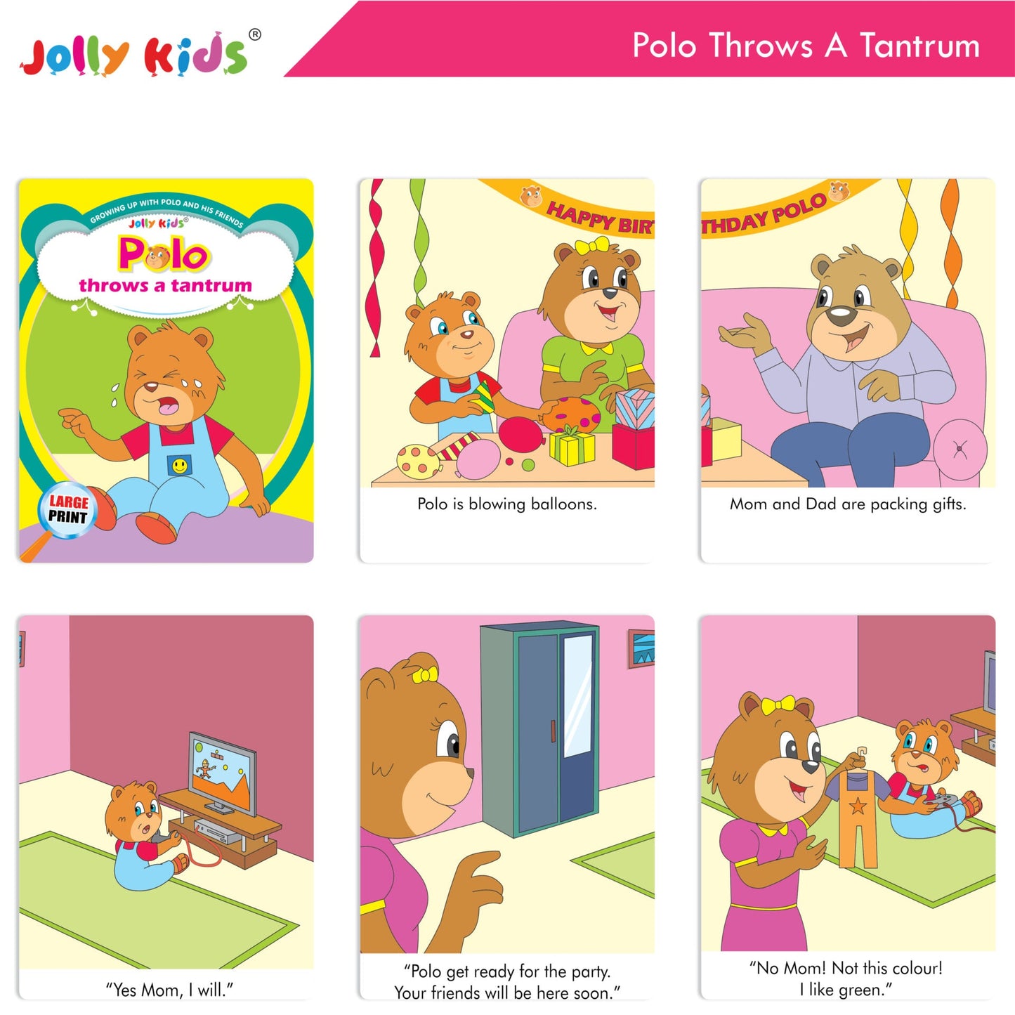 Jolly Kids Growing Up with Polo and His Friends Character Base Stories Books Set of 8| Large Picture Stories Books for Kids Ages 3 -8 Years