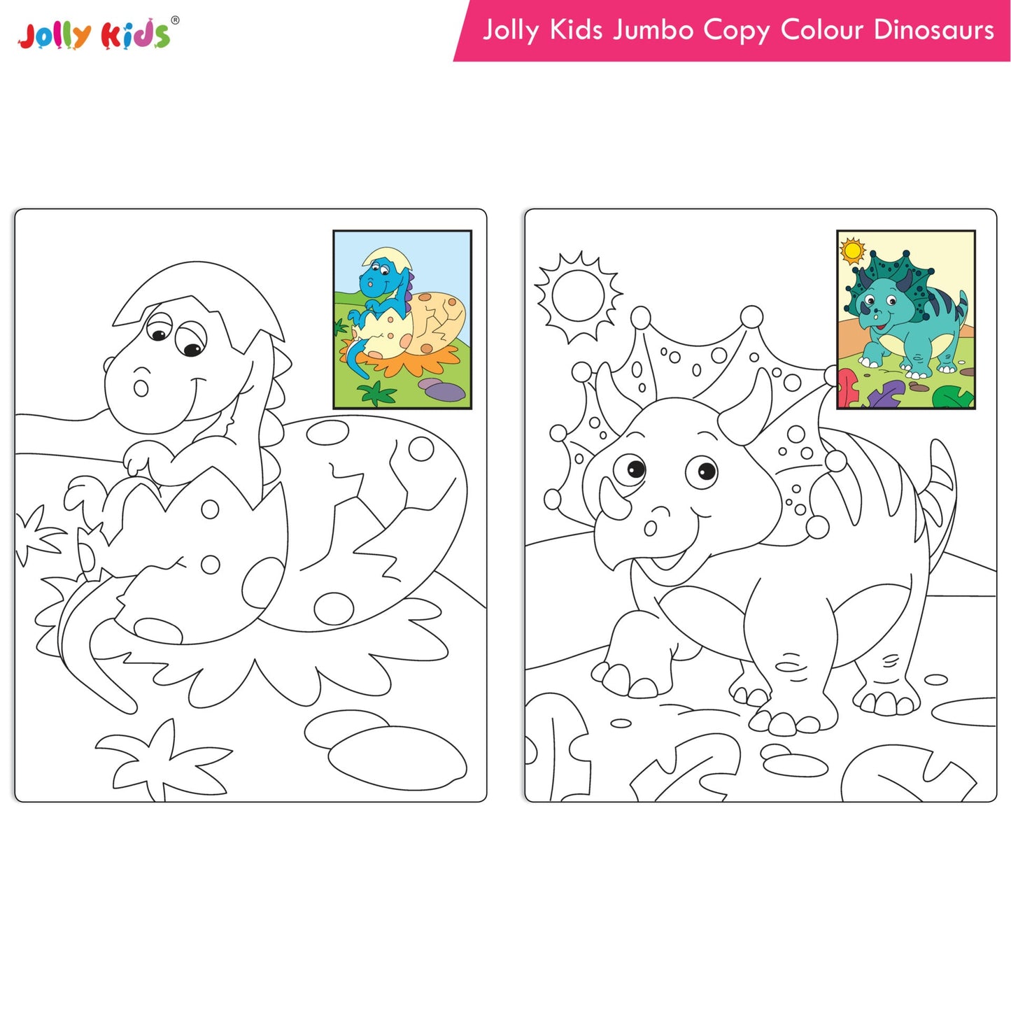 Jolly Kids Jumbo Copy Colouring Books for Kids| Fun Colouring Activity Books: Birds, Dinosaurs, Animals & Ocean| Ages 3-10 Years