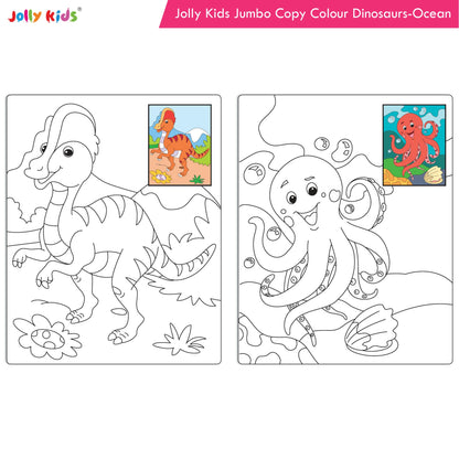 Jolly Kids Jumbo Copy Colouring Books for Kids| Fun Colouring Activity Books: Birds, Dinosaurs, Animals & Ocean| Ages 3-10 Years