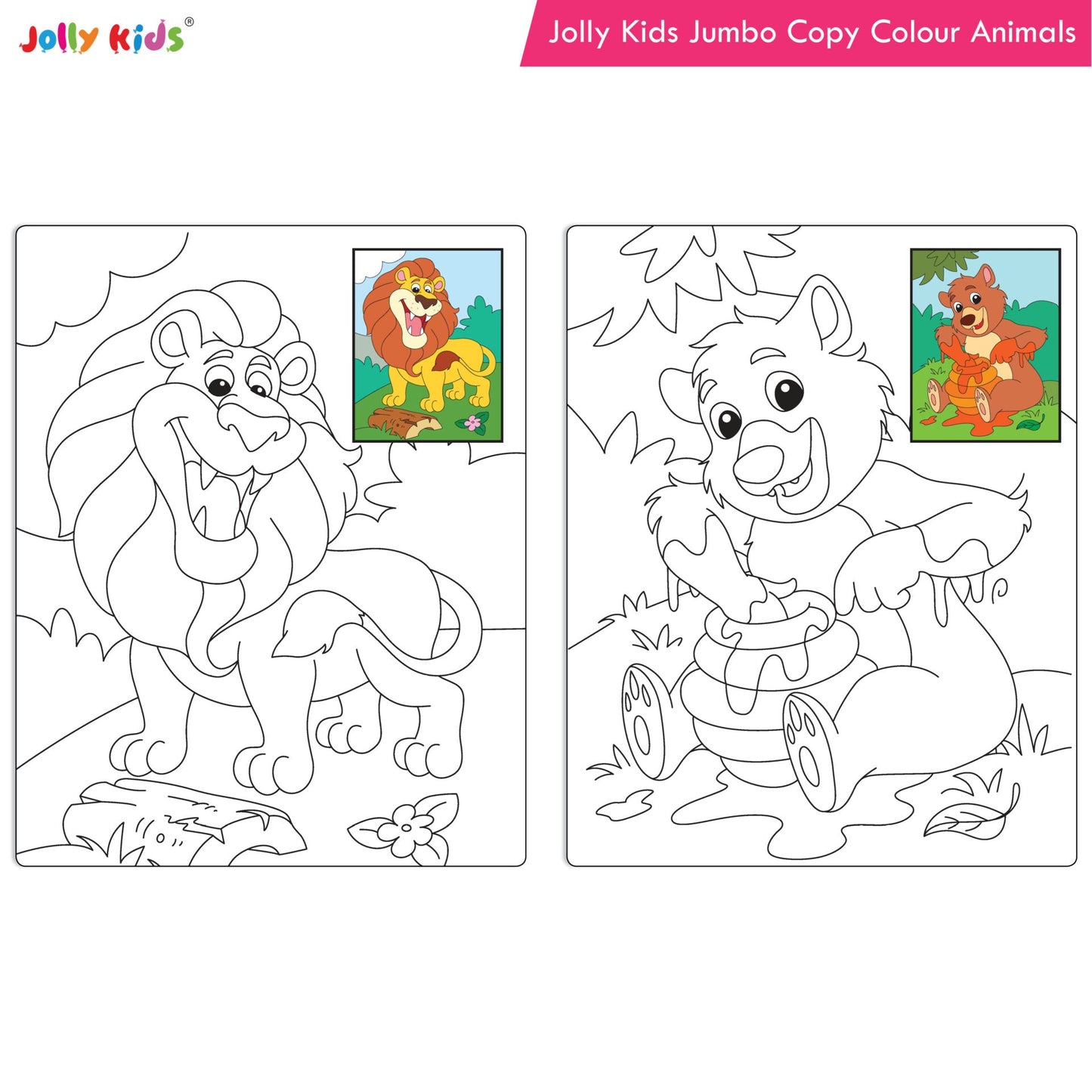 Jolly Kids Jumbo Copy Colouring Books for Kids| Fun Colouring Activity Books: Birds, Dinosaurs, Animals & Ocean| Ages 3-10 Years