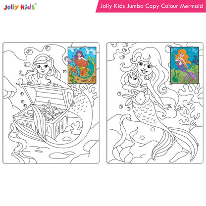 Jolly Kids Jumbo Copy Colour Book for Kids| Colouring Book Themes: Unicorns, Princess, Pirates, Mermaid |Ages 3-10 Years