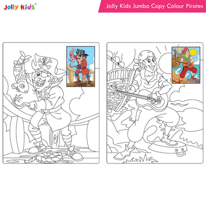 Jolly Kids Jumbo Copy Colour Book for Kids| Colouring Book Themes: Unicorns, Princess, Pirates, Mermaid |Ages 3-10 Years