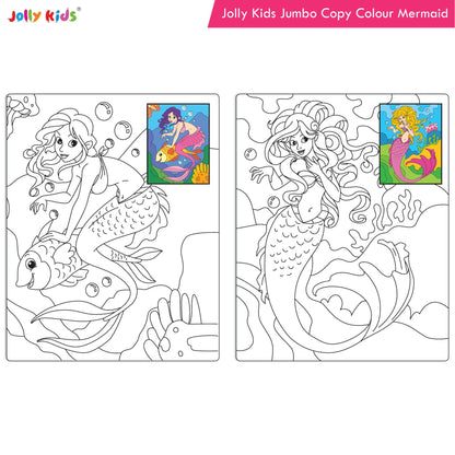 Jolly Kids Jumbo Copy Colour Book for Kids| Colouring Book Themes: Unicorns, Princess, Pirates, Mermaid |Ages 3-10 Years